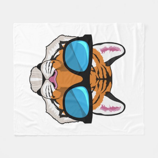 Tiger mit Sonnenbrille Fleecedecke (Vorderseite (Horizontal))