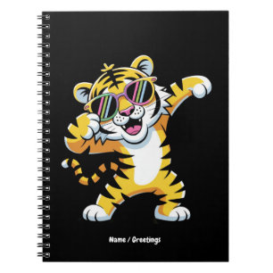 Tiger mit Sonnenbrille in Rainbow Funny trinken Notizblock