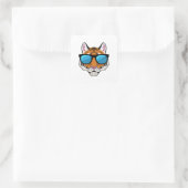 Tiger mit Sonnenbrille Quadratischer Aufkleber (Tasche)