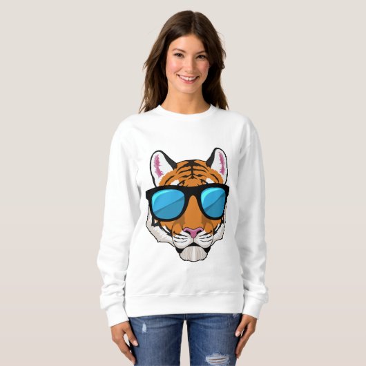 Tiger mit Sonnenbrille Sweatshirt (Vorne ganz)