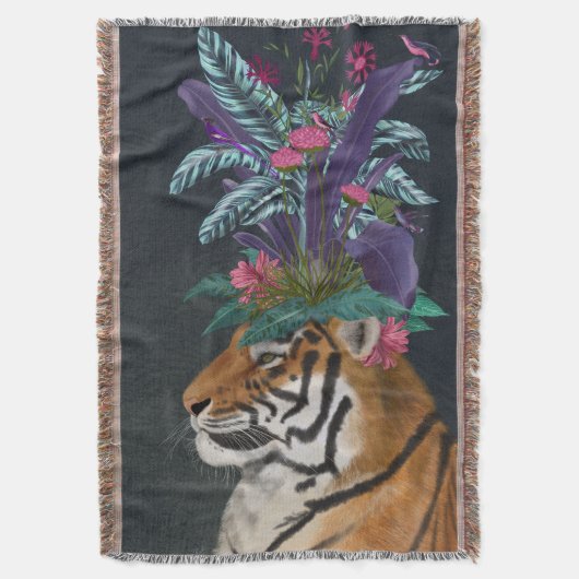 Tiger mit tropischem Headpiece Decke (Vorderseite Vertikal)