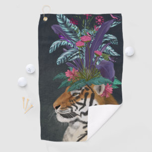 Tiger mit tropischem Headpiece Golfhandtuch