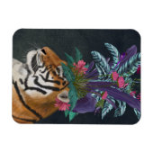 Tiger mit tropischem Headpiece Magnet (Horizontal)