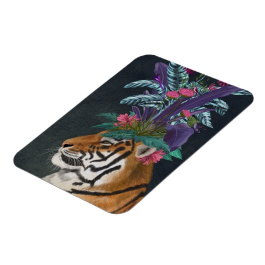 Tiger mit tropischem Headpiece Magnet (Linke Seite)