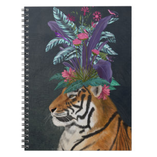 Tiger mit tropischem Headpiece Notizblock