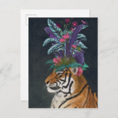 Tiger mit tropischem Headpiece Postkarte (Vorne/Hinten)