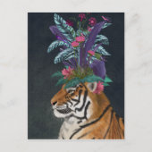 Tiger mit tropischem Headpiece Postkarte (Vorderseite)