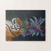 Tiger mit tropischem Headpiece Puzzle (Horizontal)