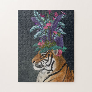 Tiger mit tropischem Headpiece Puzzle