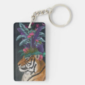 Tiger mit tropischem Headpiece Schlüsselanhänger (Rückseite)