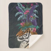 Tiger mit tropischem Headpiece Sherpadecke (Vorderseite)