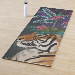 Tiger mit tropischem Headpiece Yogamatte