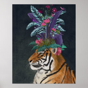 Tiger mit tropischem Kopfteil Poster