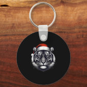 Tiger mit Weihnachtsmannmütze Weihnachten Weihnach Schlüsselanhänger (Vorderseite)