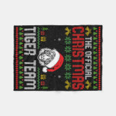 Tiger mit Weihnachtsmannmütze Weihnachtsbeleuchtun Fleecedecke (Vorderseite (Horizontal))