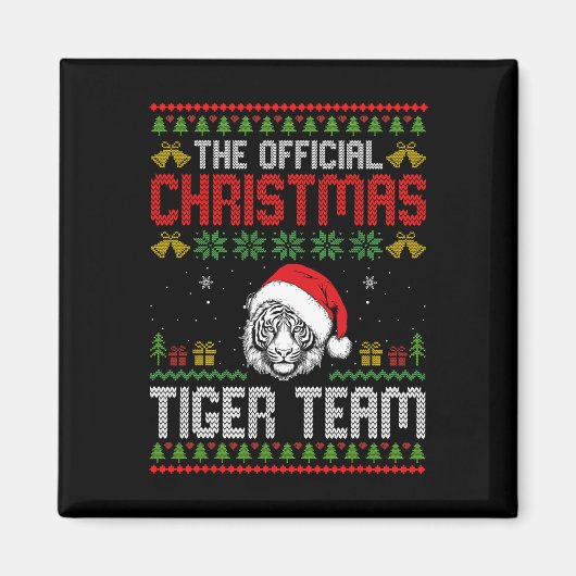 Tiger mit Weihnachtsmannmütze Weihnachtsbeleuchtun Magnet (Vorne)