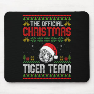 Tiger mit Weihnachtsmannmütze Weihnachtsbeleuchtun Mousepad