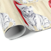 Tiger mit Weihnachtsmannmütze Wrapping Paper Geschenkpapier (Rolleneckpunkt)