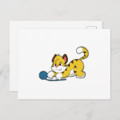 Tiger mit Woll-Garnkugel Postkarte (Vorne/Hinten)