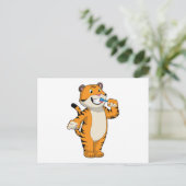 Tiger mit Zahnbürste Postkarte (Stehend Vorderseite)