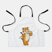 Tiger mit Zahnbürste Schürze (Vorderseite)
