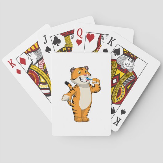 Tiger mit Zahnbürste Spielkarten (Rückseite)