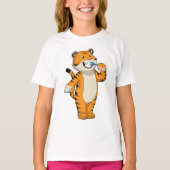 Tiger mit Zahnbürste T-Shirt (Vorderseite)