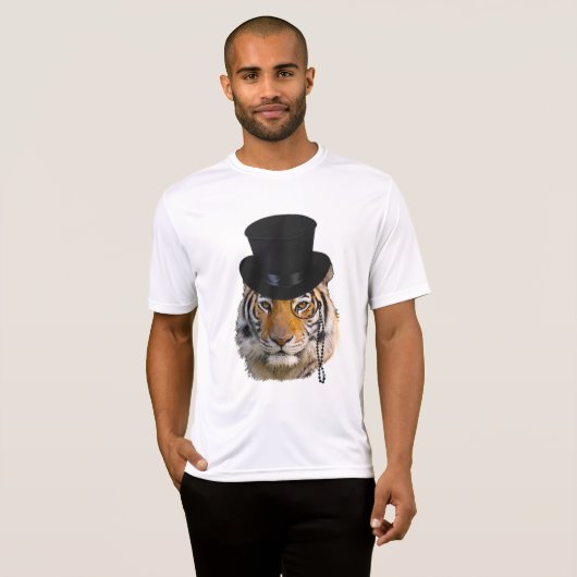 Tiger mit Zylinder und Monocle T-Shirt (Vorne ganz)