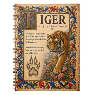 Tiger, mittelalterliche Bestiarien-Kunst Notizblock