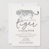 Tiger Modern Cream Kindergeburtstag Einladung (Vorderseite)