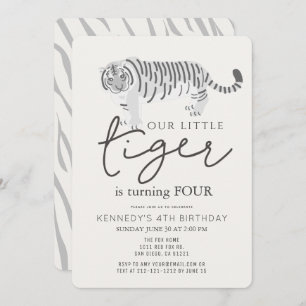 Tiger Modern Cream Kindergeburtstag Einladung