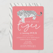 Tiger Modern Pink Kindergeburtstag Einladung (Vorne/Hinten)