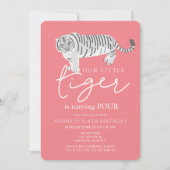 Tiger Modern Pink Kindergeburtstag Einladung (Vorderseite)