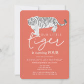 Tiger Modern Red Kindergeburtstag Einladung (Vorderseite)
