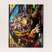 Tiger Mosaic gesteinigtes Glas Jigsaw Puzzle (Vertikal)