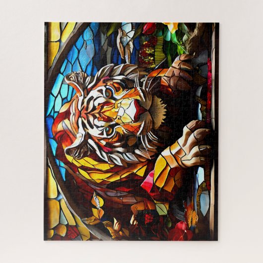 Tiger Mosaic gesteinigtes Glas Jigsaw Puzzle (Vertikal)