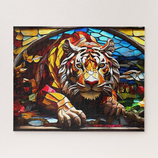 Tiger Mosaic gesteinigtes Glas Jigsaw Puzzle (Horizontal)