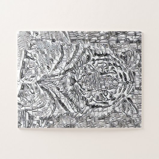 Tiger Mosaikfliesen in Schwarz und Weiß Puzzle (Horizontal)