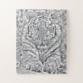 Tiger Mosaikfliesen in Schwarz und Weiß Puzzle (Vertikal)