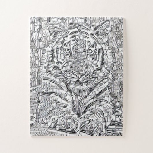 Tiger Mosaikfliesen in Schwarz und Weiß Puzzle (Vertikal)