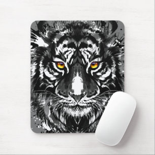 Tiger Mousepad Schwarzer und weißer Tiger Zeichn