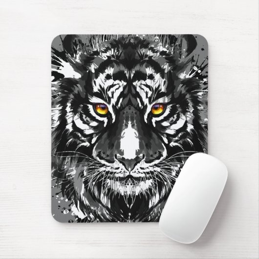Tiger Mousepad | Schwarzer und weißer Tiger Zeichn (Mit Mouse)