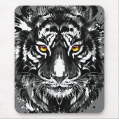 Tiger Mousepad | Schwarzer und weißer Tiger Zeichn (Vorne)