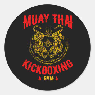 Tiger Muay Thai Kickboxen Fitnessstudio Mma Traini Runder Aufkleber