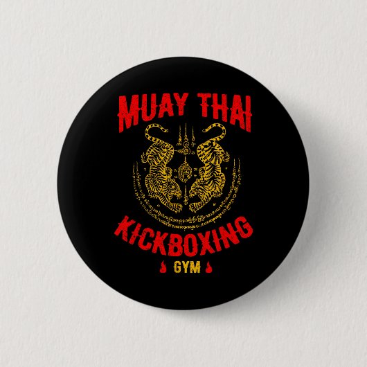 Tiger Muay Thai Kickboxen Gym Mma Training Geschen Button (Vorderseite)