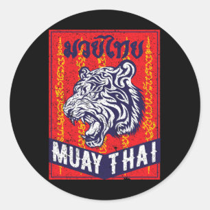 Tiger Muay Thai Kickboxen Mma Retro-Trainingsgesch Runder Aufkleber