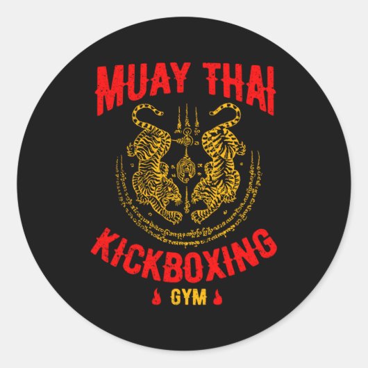 Tiger Muay Thai Kickboxing Gym Mixed Martial Arts Runder Aufkleber (Vorderseite)