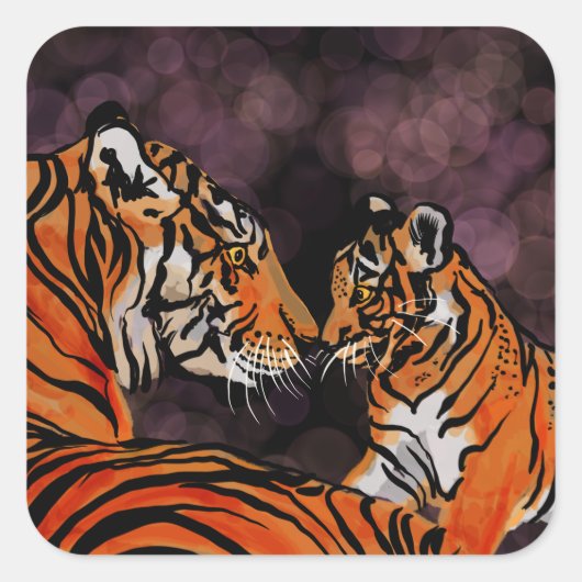 Tiger Mum Quadratischer Aufkleber (Vorderseite)