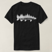 Tiger Musky Pine Forest Treeline Außenfischerei T-Shirt (Design vorne)