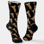 Tiger Muster auf schwarzem Hintergrund Socken (Gewinkelt)